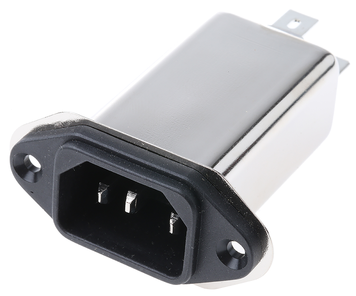 Schaffner, 250V ac 6A Panel Mount IEC Filter Male, Faston