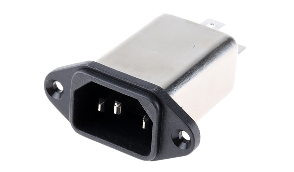 Schaffner, 250V ac 10A Panel Mount IEC Filter Male, Faston