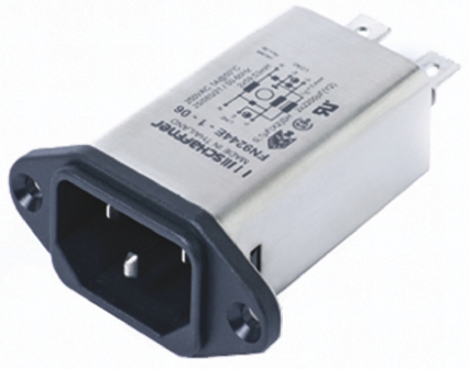 Schaffner, 250V ac 3A Panel Mount IEC Filter Male, Faston
