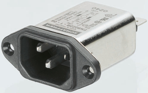 Schaffner, 250V ac 3A Panel Mount IEC Filter Male, Faston