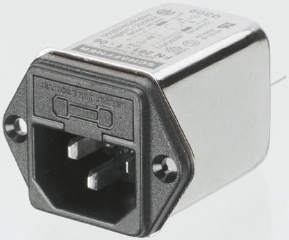 Schaffner, 250V ac 4A Snap-in IEC Filter Male 1 Fuse, Faston
