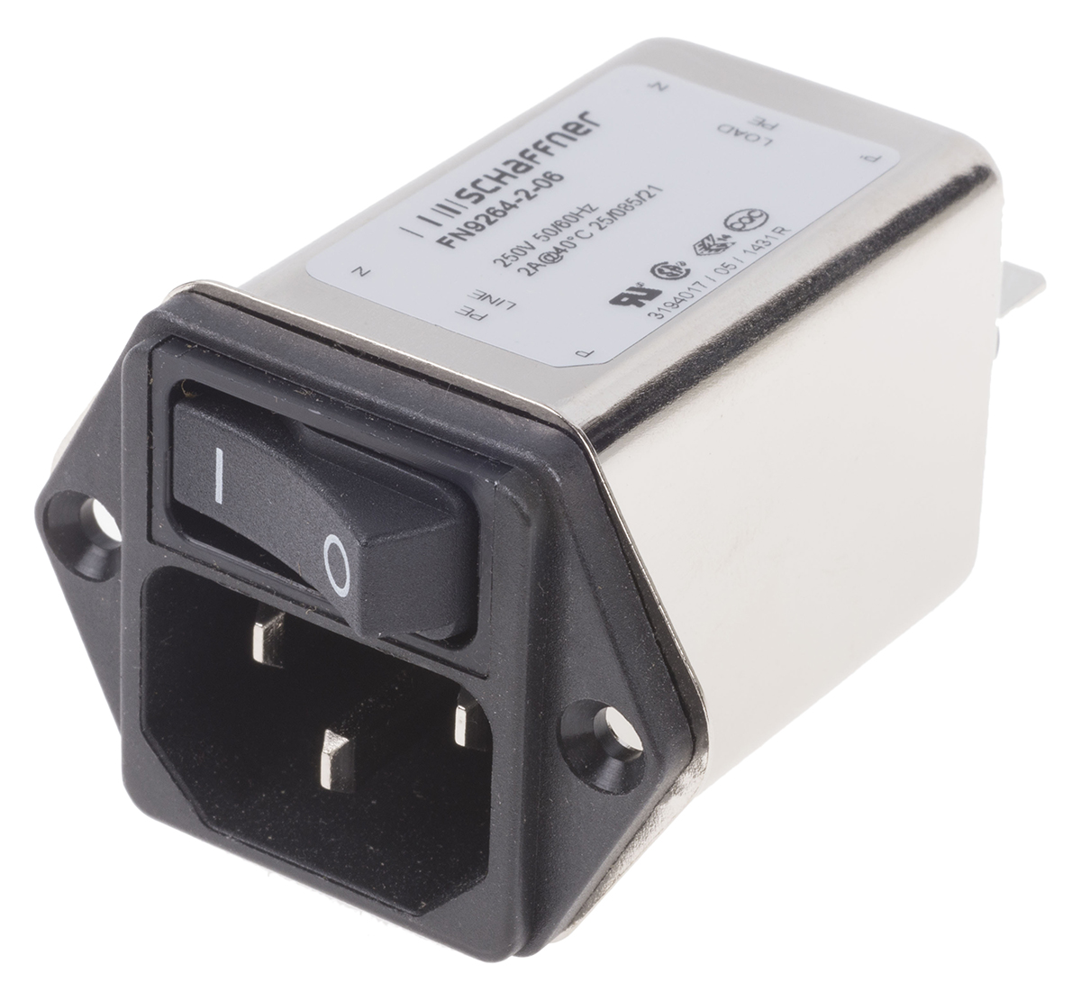 Schaffner FN9264-2-06, 250V ac 2A Flange IEC Filter, Faston