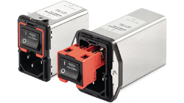 Schaffner FN9280-10-06, 250V ac 10A Front, Rear IEC Filter 2 Pole 2 Fuse, Faston