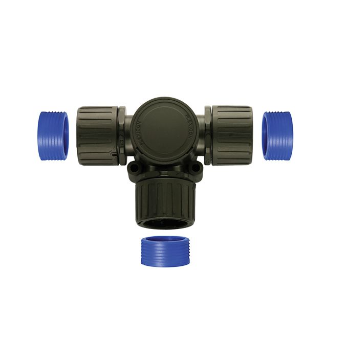 Flexicon Black, Conduit Fitting, 34 mm Nominal Size, 28 mm, Nylon, Black IP66, IP69K, IP67, IP68 rating