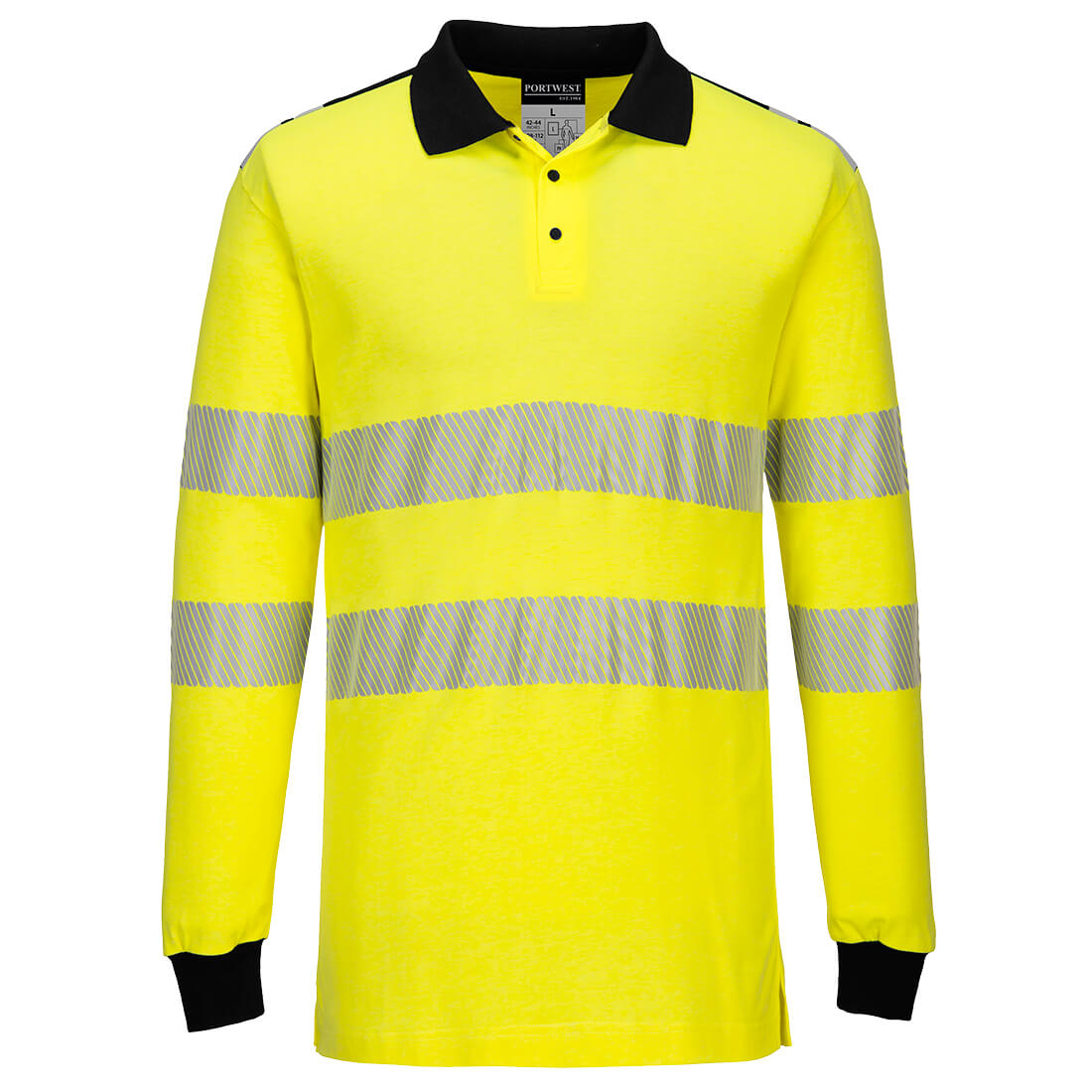Portwest FR702 Yellow, Black Unisex Hi Vis Polo Shirt M
