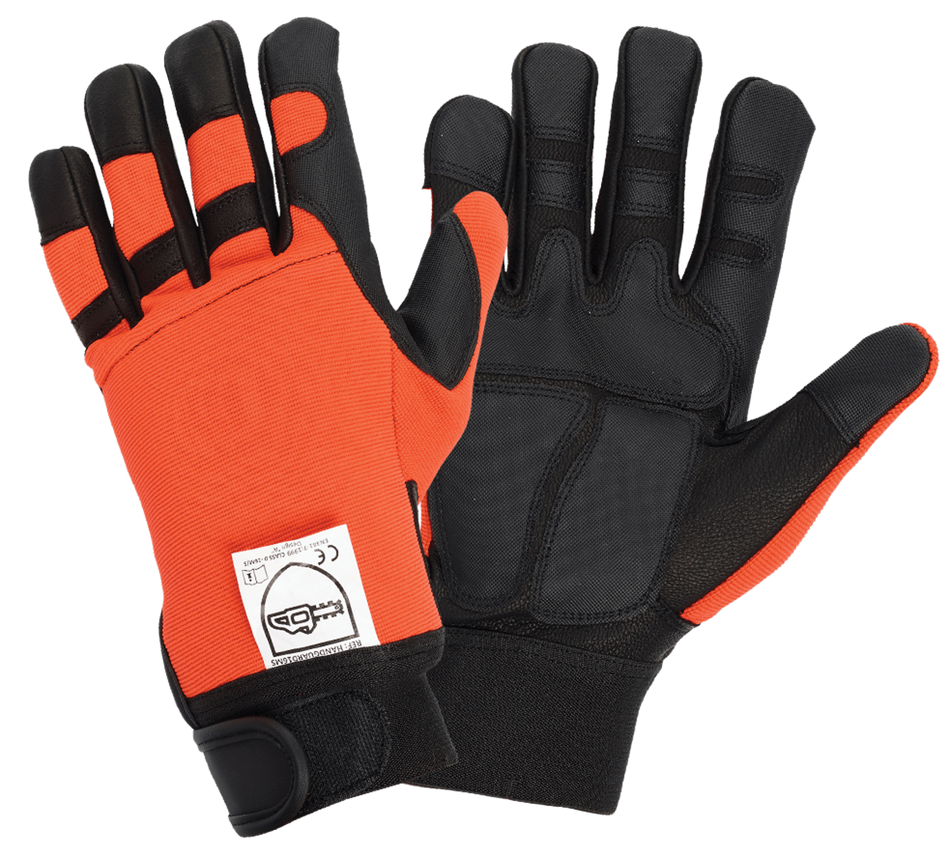 Solidur FRMAGAC Black, Orange Full Grain Leather, Nylon Gloves, Size 9, Rubber Coating