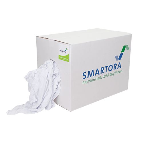 fsp10 Smartora Premium New Bleached White Hosiery Rags Dry Cloths, Recyclable Plastic Bag of