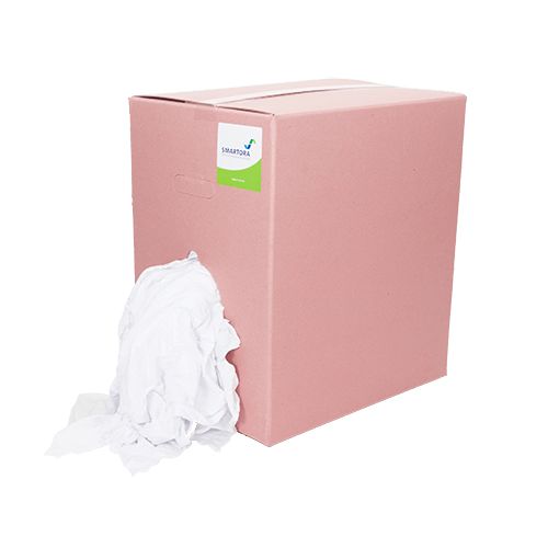 fsp10 Smartora Premium New Bleached White Hosiery Rags Dry Cloths, Recyclable Plastic Bag of