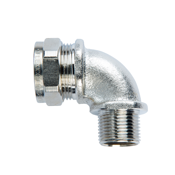 Flexicon Elbow Nickel, Cable Conduit Fitting, 16 mm Nominal Size, M16, Galvanised Steel, Grey IP65  rating