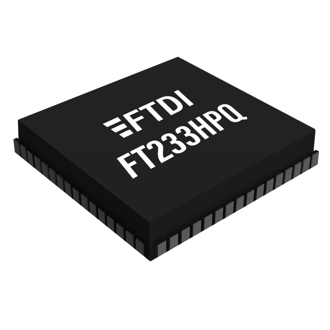 FTDI Chip, Controller IC, 1-Channel 12 Mbps, 1.32V, USB 2.0, 3.3 V, 64-Pin QFN