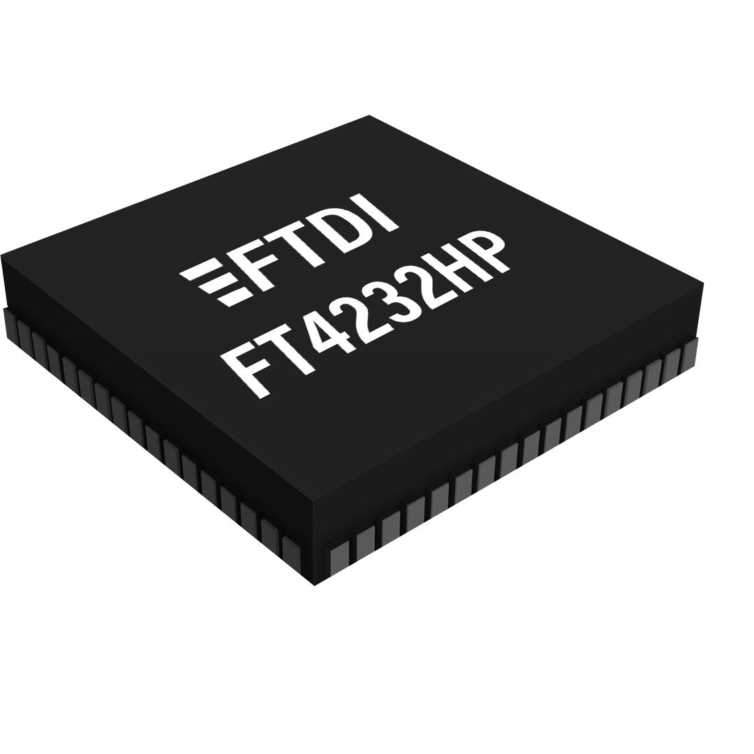 FTDI Chip, Controller IC, 4-Channel 12 Mbps, 1.32V, USB 2.0, 3.3 V, 68-Pin QFN