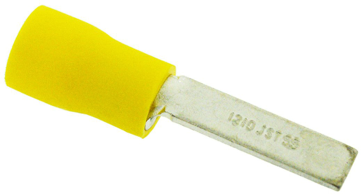 JST Insulated Crimp Blade Terminal 18.6 mm Blade Length, 12 AWG to 10 AWG, Yellow