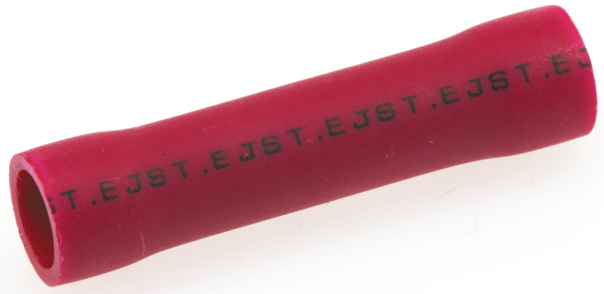 JST, FVC Butt Splice Connector, Red, Insulated