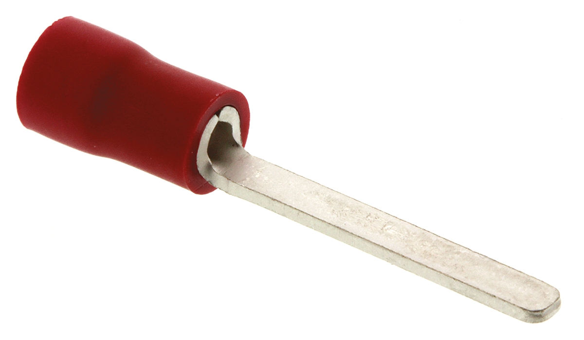 JST, FV Insulated Crimp Blade Terminal 18 mm Blade Length, 22 AWG to 16 AWG, Red