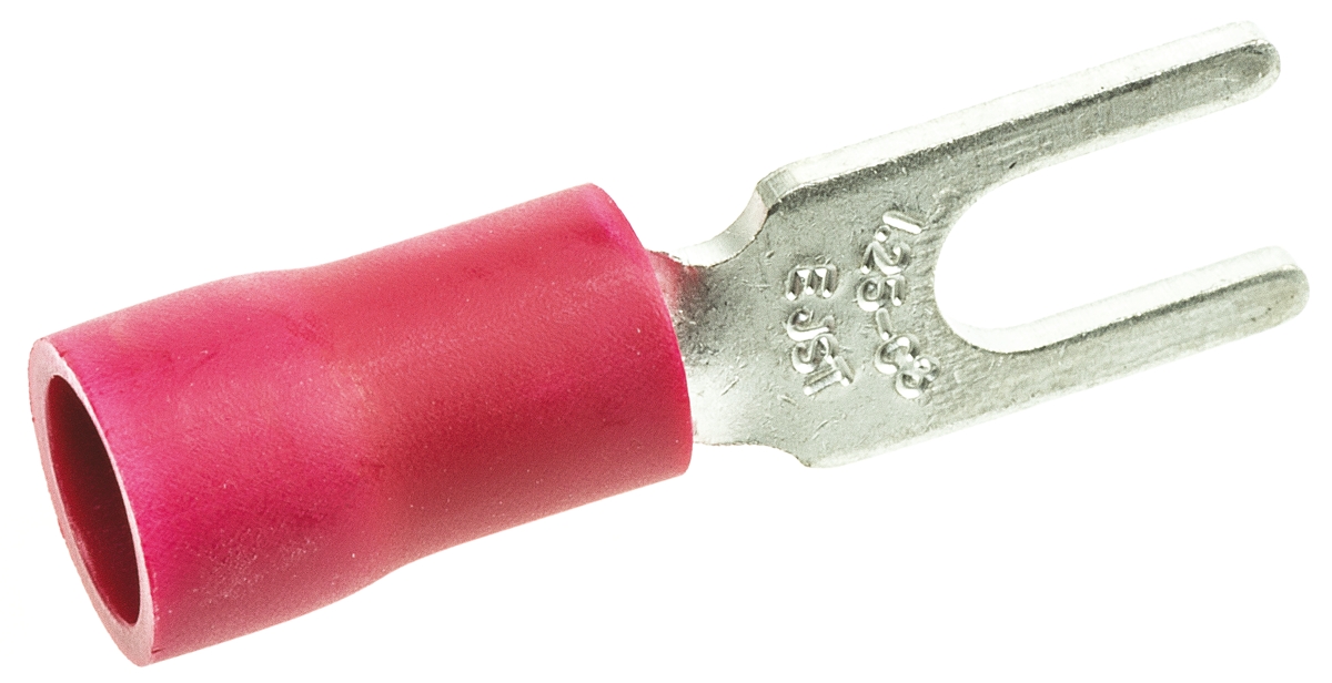 fvws125-c3alf JST, FVWS1.25 Insulated Crimp Spade Connector, 22 AWG to 16 AWG, 3.2 mm Stud Size Vinyl, Red