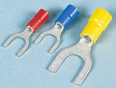 JST, FVWS1.25 Insulated Crimp Spade Connector, 22 AWG to 16 AWG, M4 Stud Size Vinyl, Red