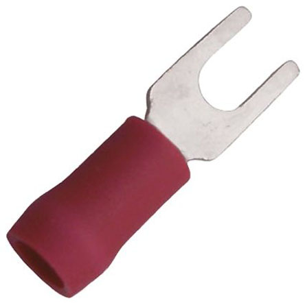 JST, FVWS1.25 Insulated Crimp Spade Connector, 22 AWG to 16 AWG, M3.5 Stud Size Vinyl, Red