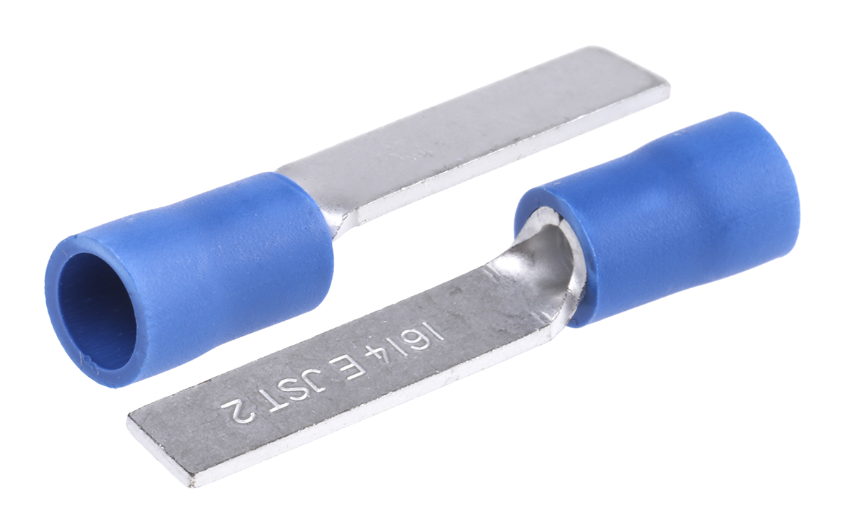 JST, FV Insulated Crimp Blade Terminal 18.2 mm Blade Length, 16 AWG to 14 AWG, Blue