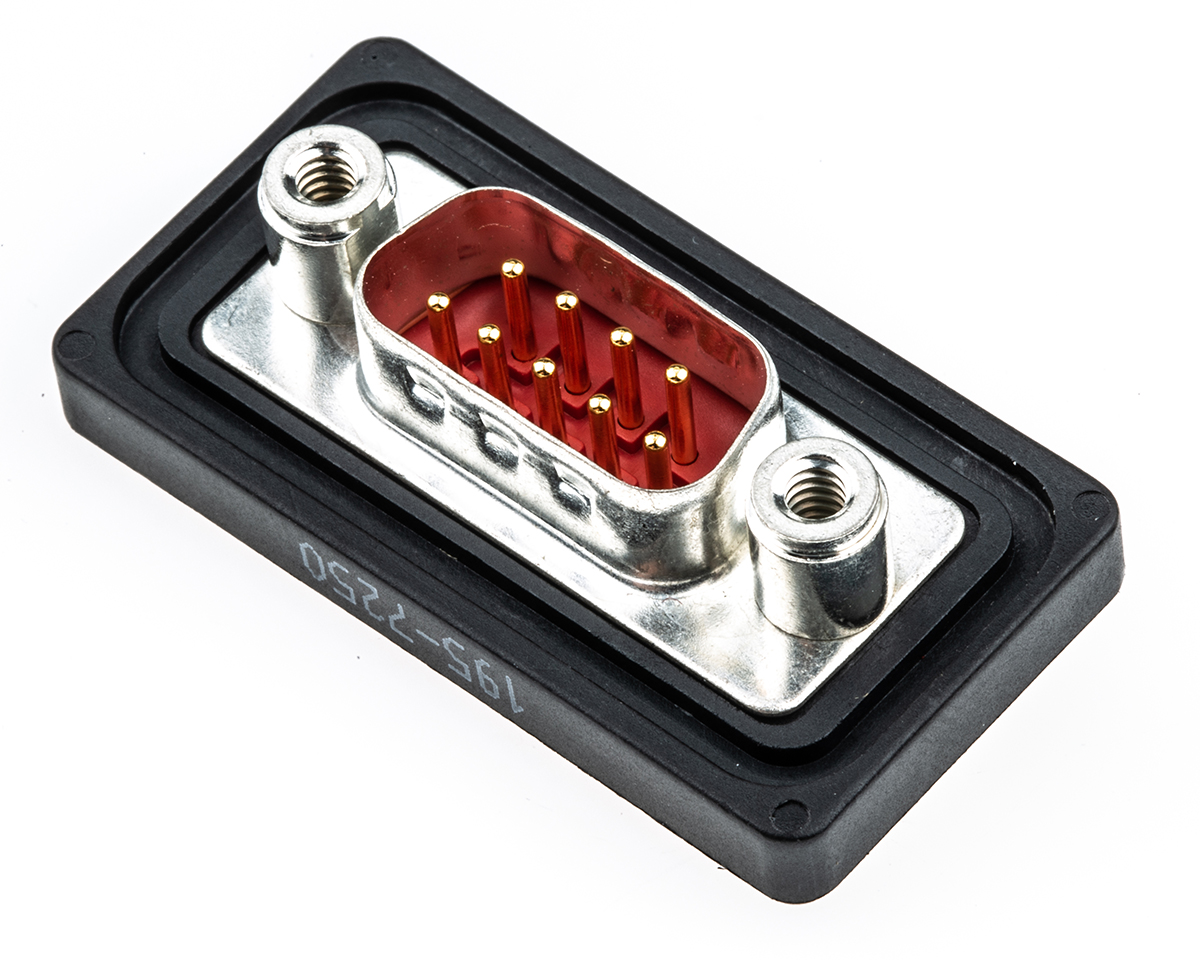 FCT from Molex FWD 9 Way Straight Panel Mount D-Sub Connector, with #4-40 UNC Connector Male
