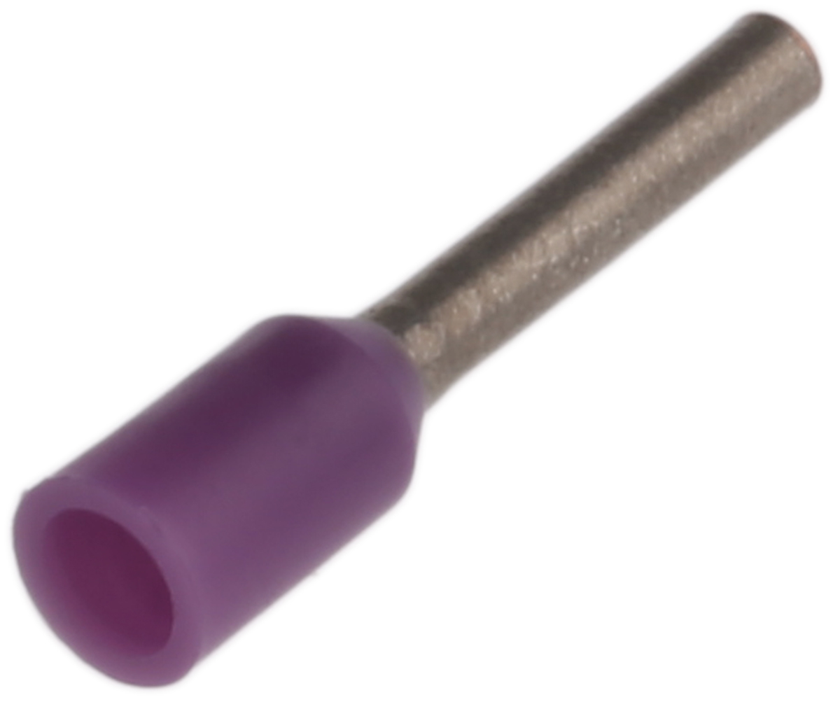 JST, FWE Insulated Crimp Bootlace Ferrule, 6 mm Pin Length, 0.8 mm Pin Diameter, Purple to 24 AWG Wire Size