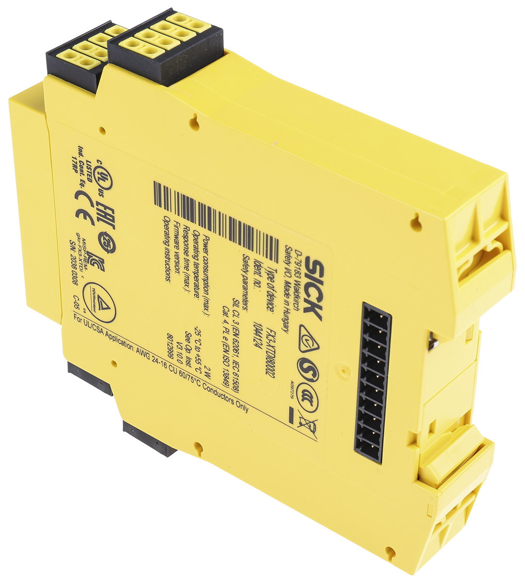 fx3-xtdi80002 SICK Flexi Soft Series Safety Controller, 8 Inputs, 8 Outputs, 24V dc