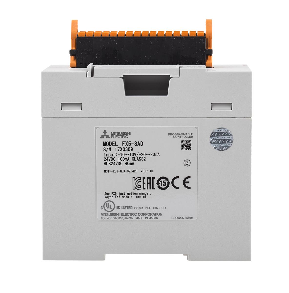 fx58ad Mitsubishi Electric Analogue Input Module Analogue Digital for use with FX5U CPU Module, FX5UC CPU Module