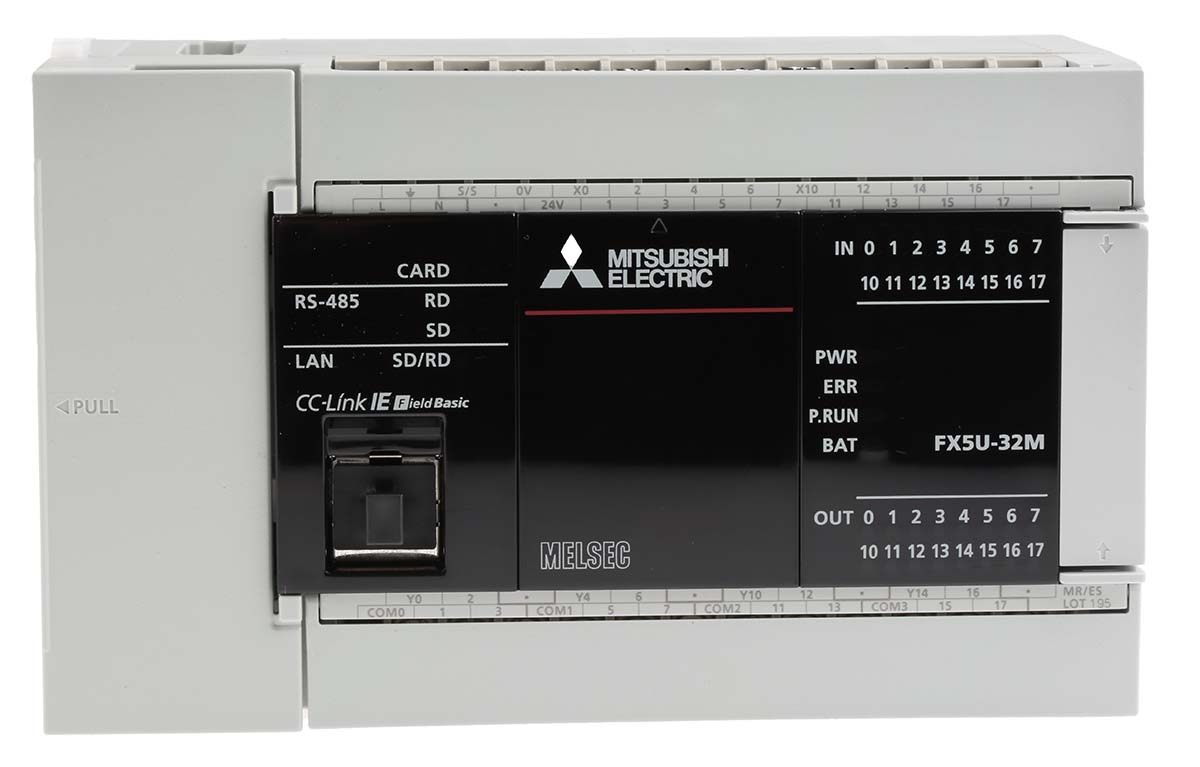 Mitsubishi Electric FX5U Series PLC CPU, Relay Output, 16-Input, Sink Input