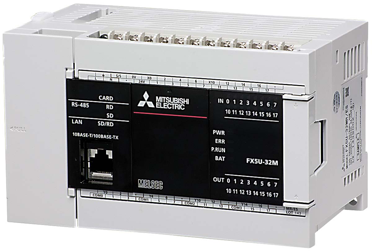 Mitsubishi Electric FX5U Series PLC CPU, Relay, Transistor Output, 16-Input, Sink Input