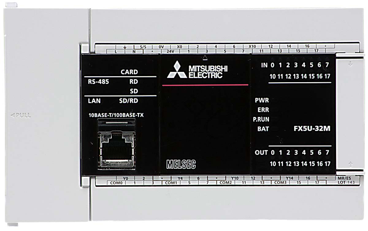 fx5u-32mtess Mitsubishi Electric FX5U Series PLC CPU, Relay, Transistor Output, 16-Input, Sink Input