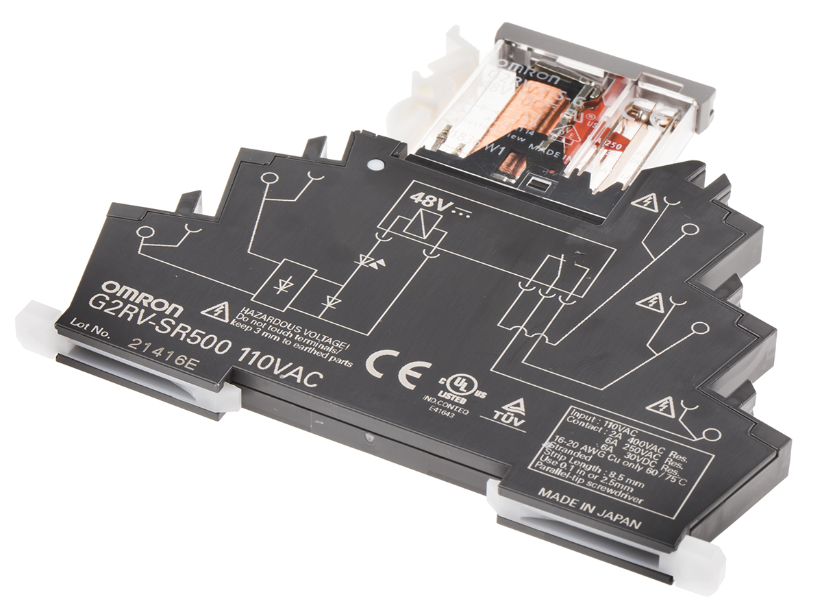 Omron DIN Rail Power Relay, 110V ac Coil, 6A Switching Current, SPDT