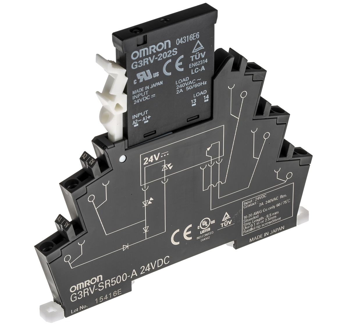 Omron G2RV-SR Solid State Interface Relay 440V ac DIN Rail Push-in