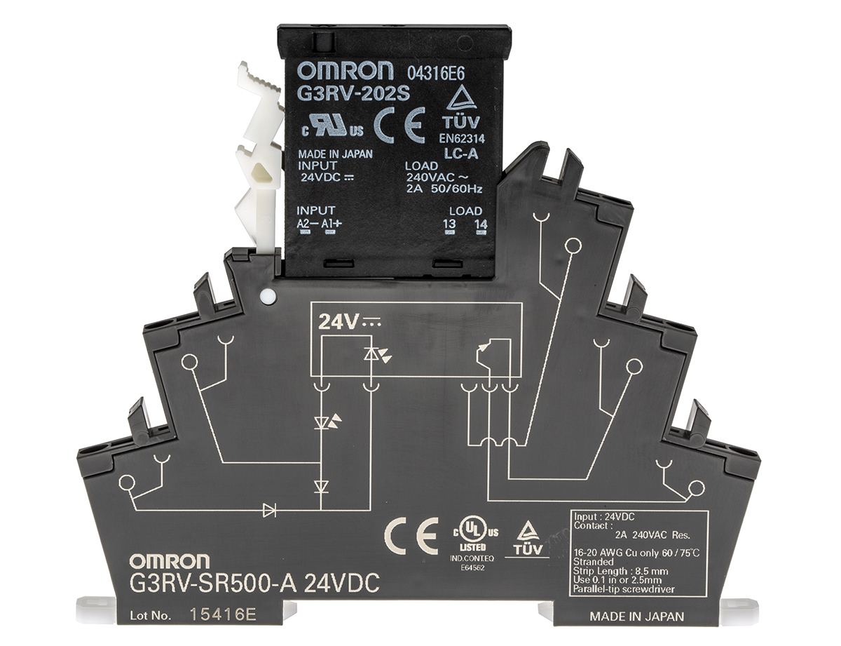 g3rv-sr500-a-acdc24 Omron G2RV-SR Solid State Interface Relay 440V ac DIN Rail Push-in