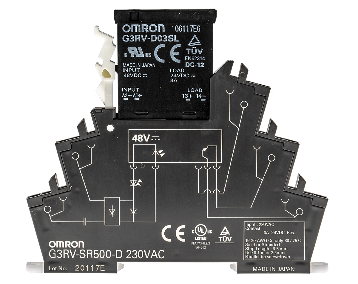 g3rv-sr500-d-ac230 Omron G3RV-SR Solid State Interface Relay 18V dc, 30 V dc DIN Rail Push-in