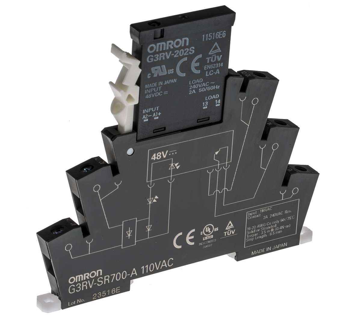 Omron G3RV-SR Solid State Interface Relay 18V dc, 30 V dc DIN Rail Screw