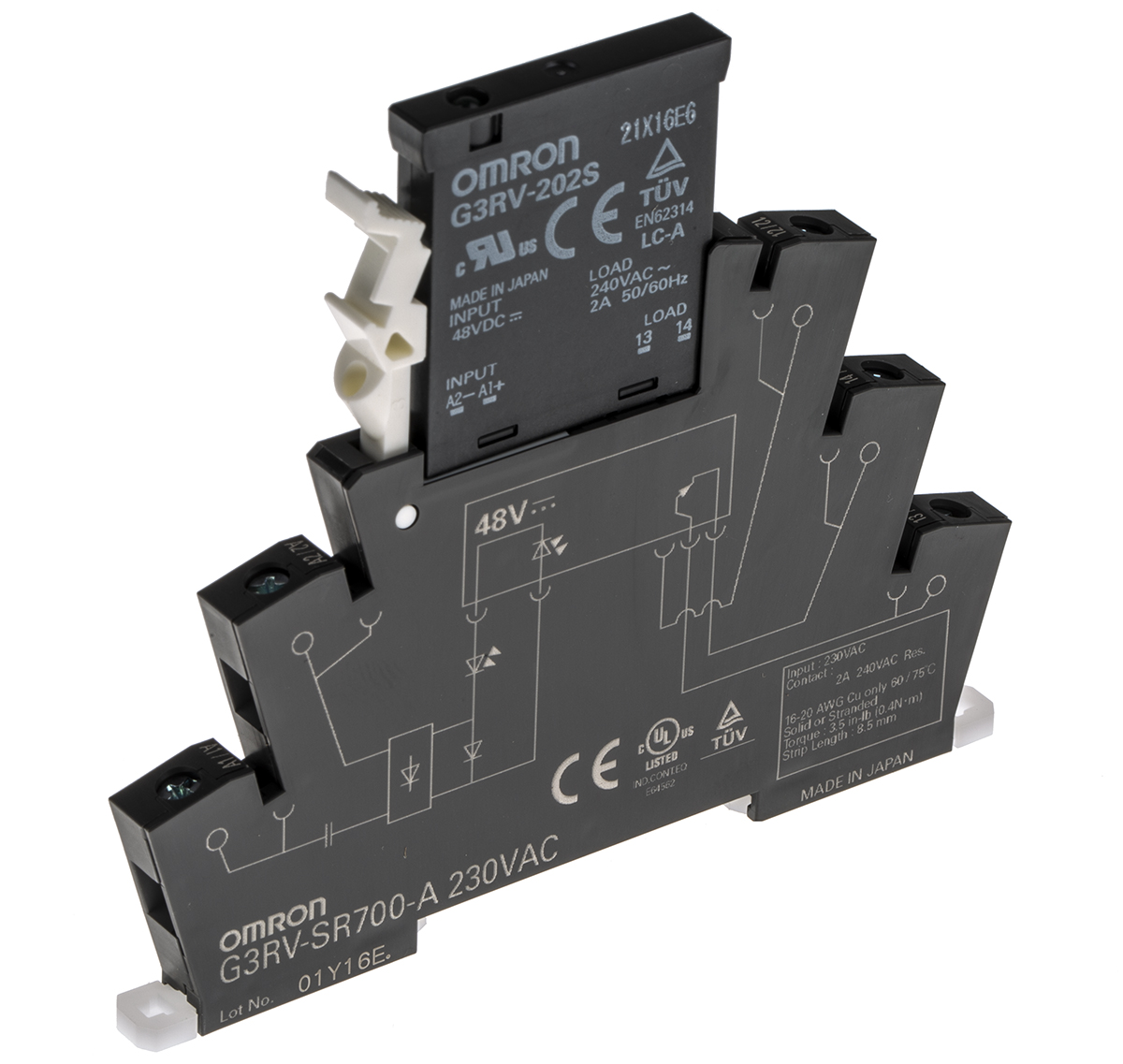 Omron G3RV-SR Solid State Interface Relay 18V dc, 30 V dc DIN Rail Screw