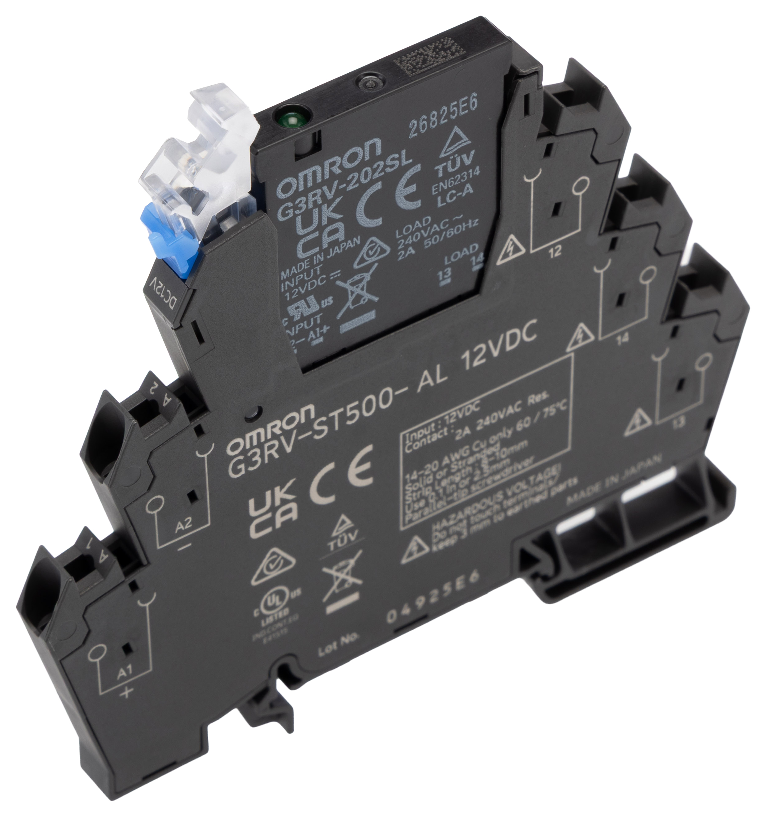 Omron G3RV-ST Solid State Interface Relay 264 V, Control:12V dc DIN Rail Push-in