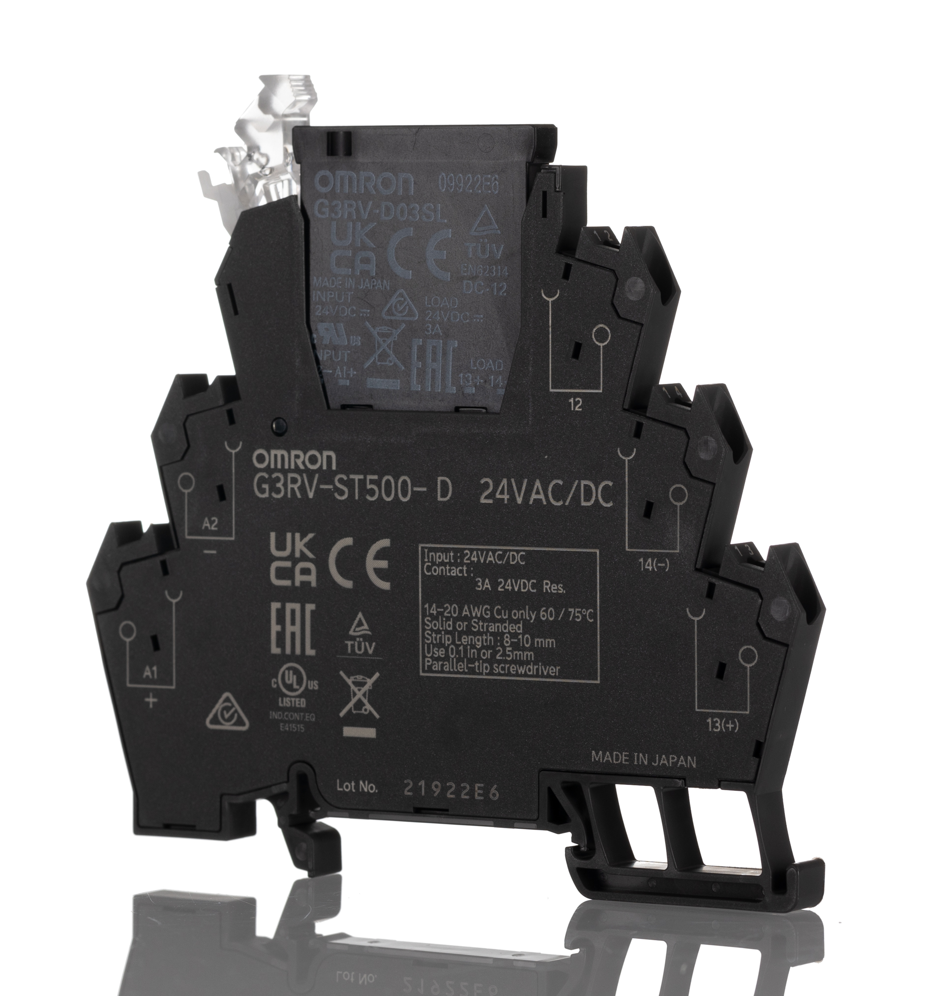 Omron G3RV-ST Solid State Interface Relay, Control:24V ac/dc DIN Rail Push-in