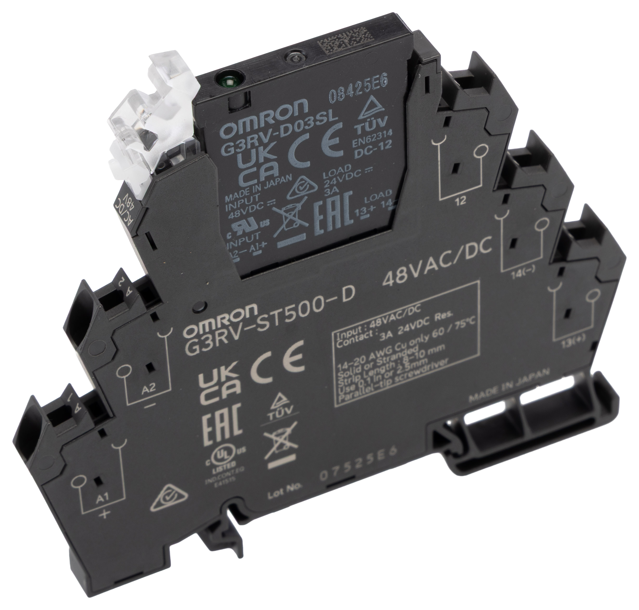 Omron G3RV-ST Solid State Interface Relay 26.4 V, Control:48V ac/dc DIN Rail Push-in