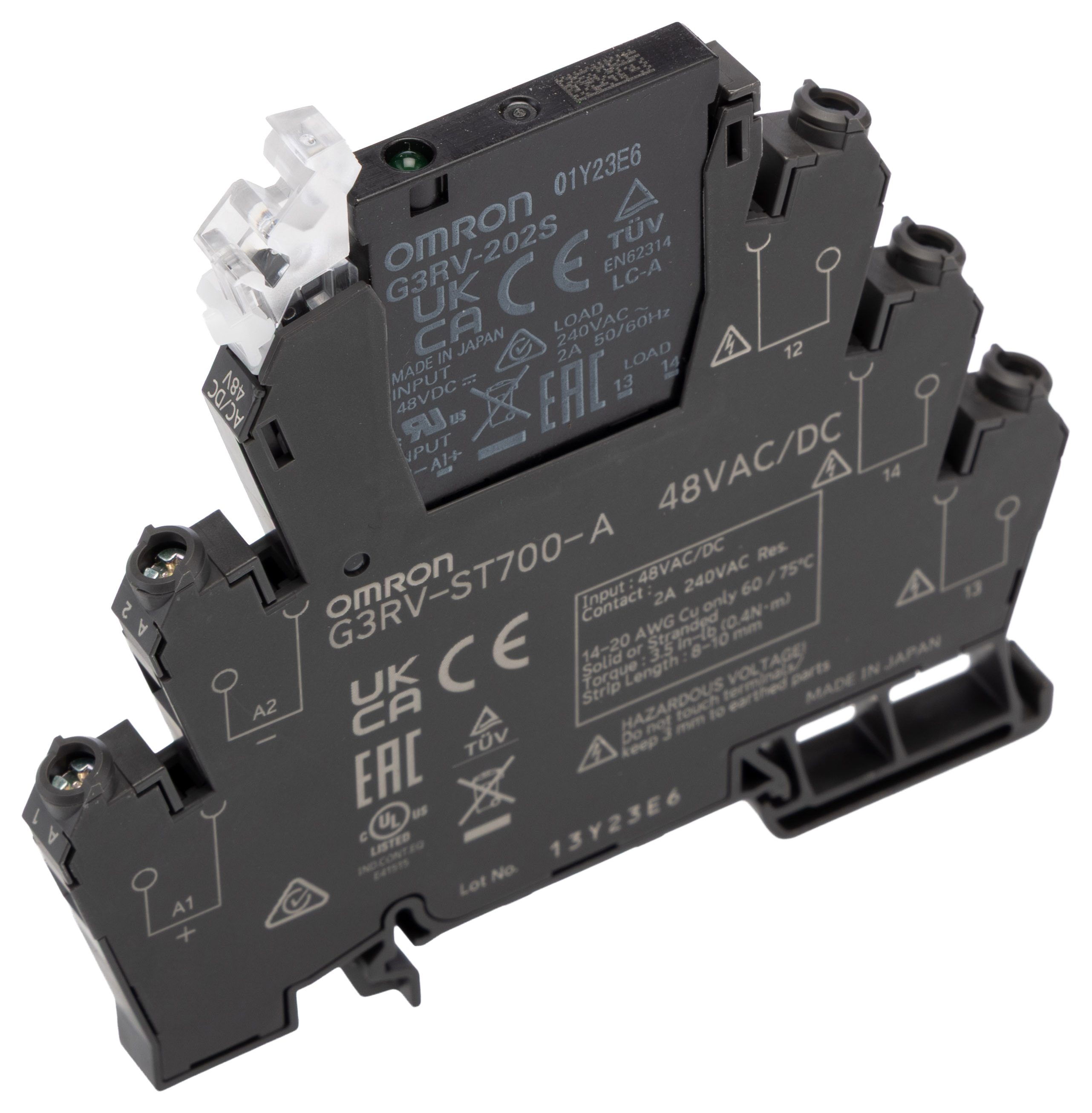 Omron G3RV-ST Solid State Interface Relay 264 V, Control:48V ac/dc DIN Rail Screw