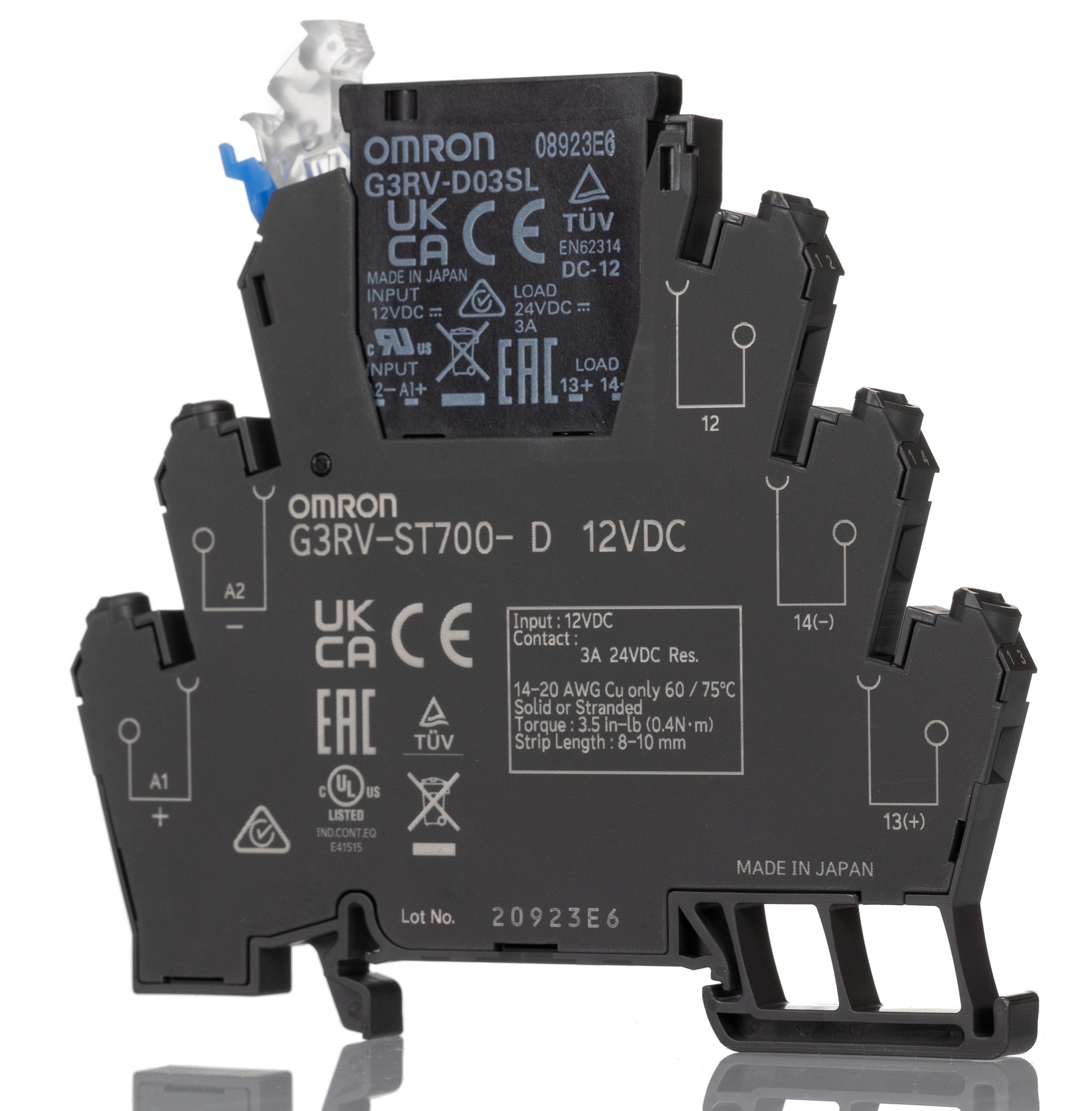 Omron G3RV-ST Solid State Interface Relay, Control:12V dc DIN Rail Screw