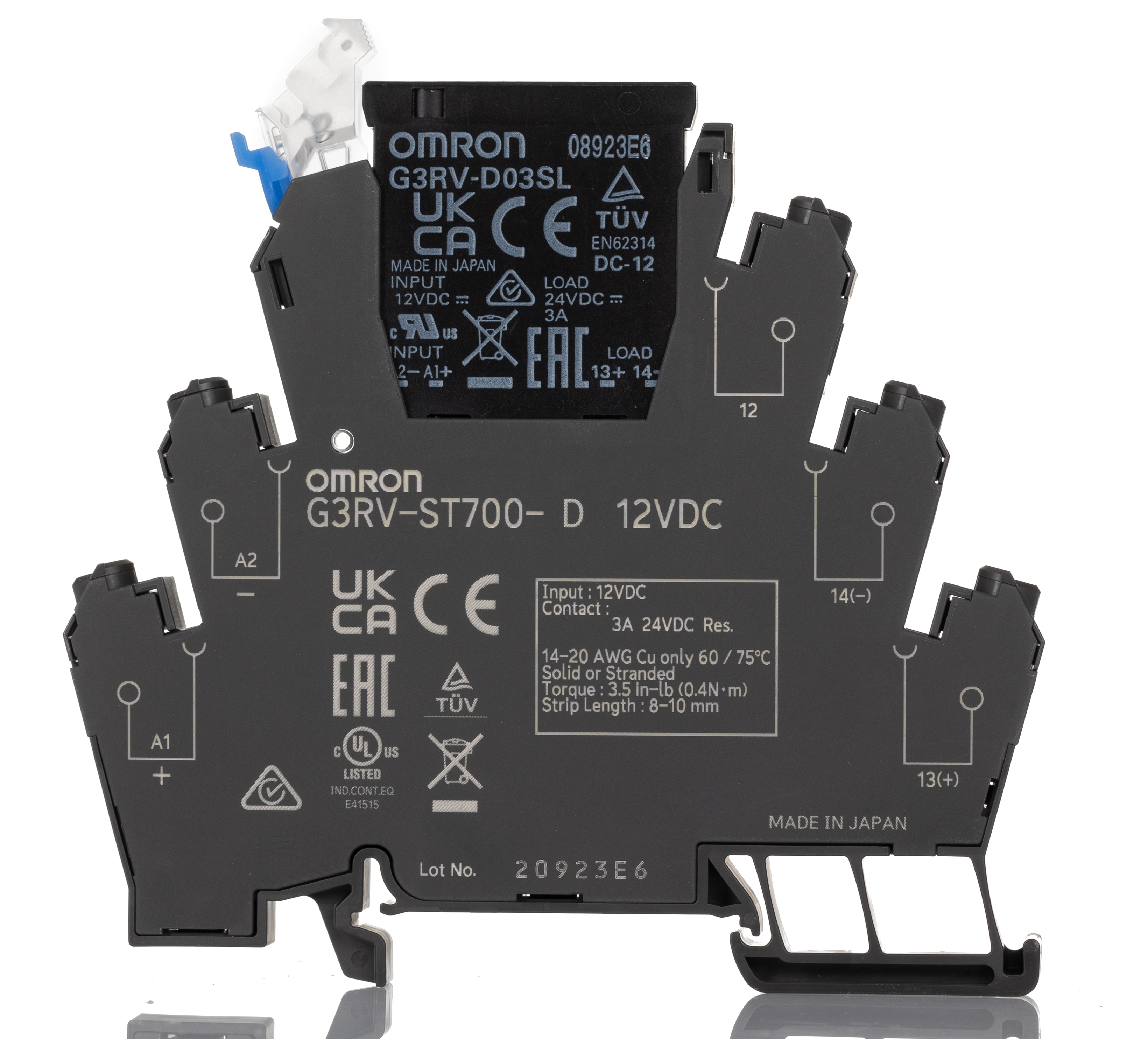 g3rv-st700-d-12vdc Omron G3RV-ST Solid State Interface Relay, Control:12V dc DIN Rail Screw