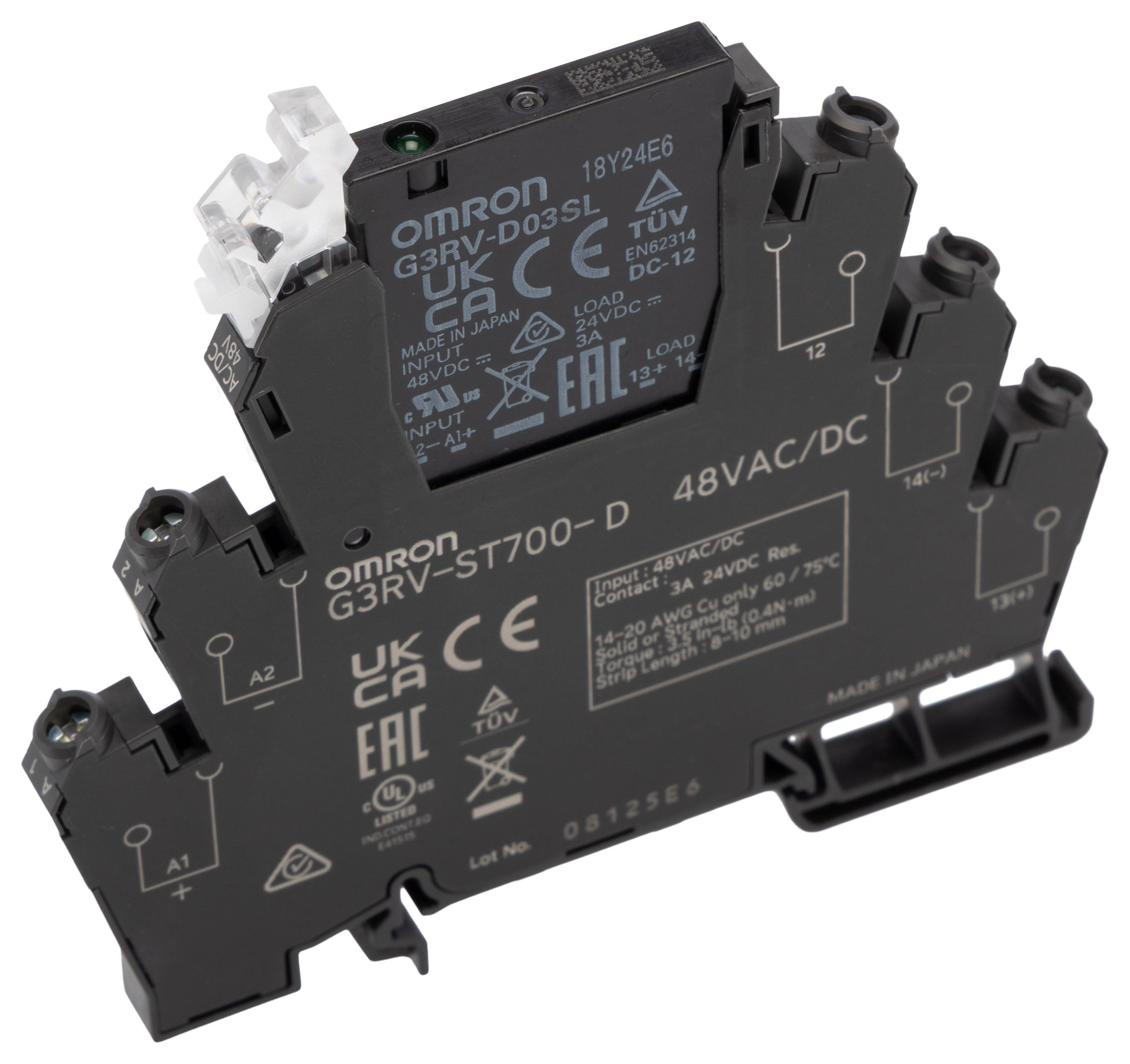 Omron G3RV-ST Solid State Interface Relay 26.4 V, Control:48V ac/dc DIN Rail Screw