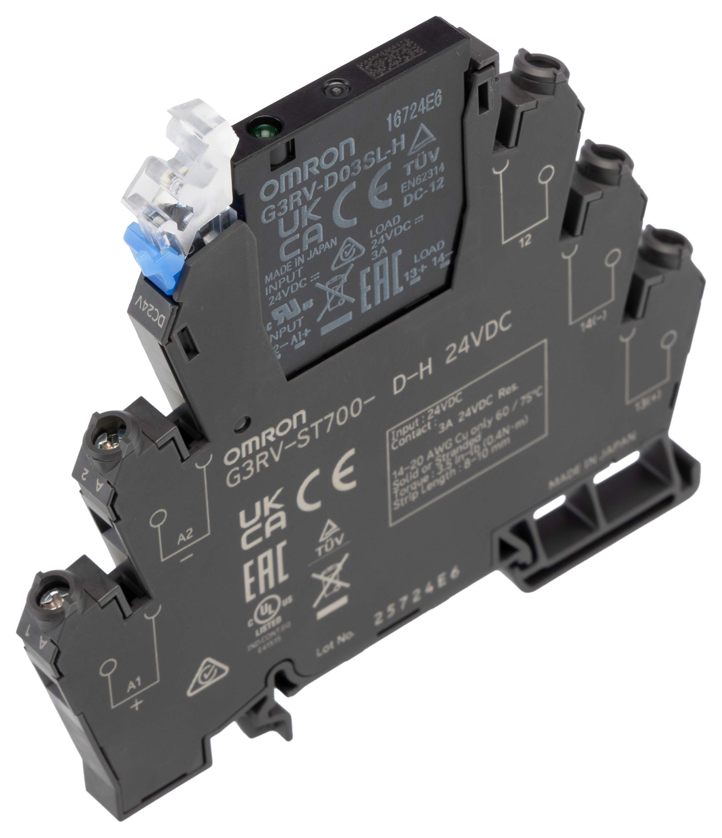 Omron G3RV-ST Solid State Interface Relay, Control:24V dc DIN Rail Screw
