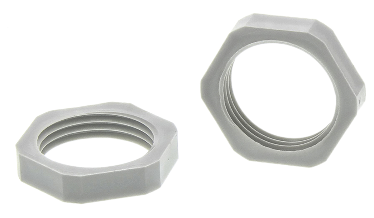 SIB Grey Fibreglass Reinforced Polyamide Cable Gland Locknut, M20 Thread