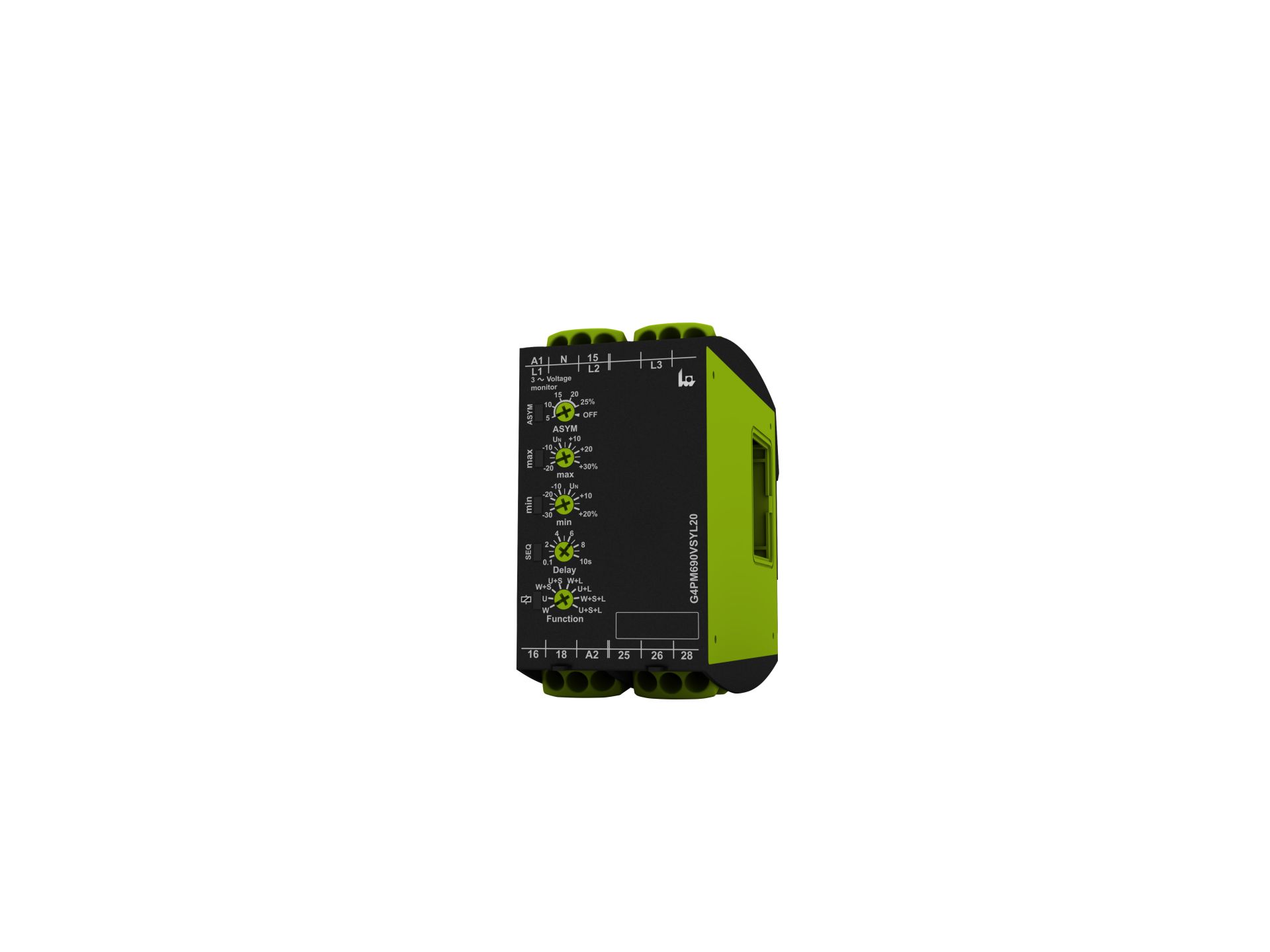 Tele Phase/Voltage Monitoring Relays, 3 Phase, 2 CO, DIN Rail