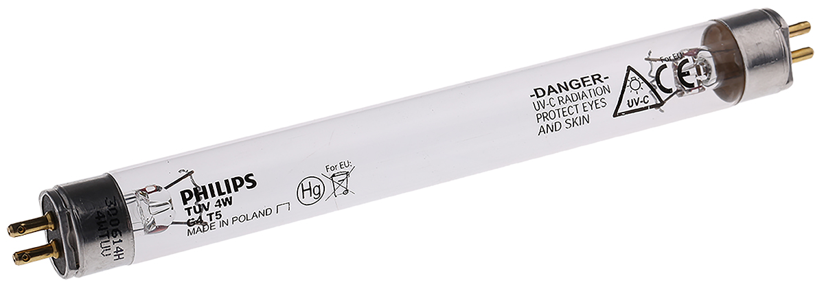 Lawtronics 4.6 W 253.7 nm UV Light Bulb G5, length 134 mm, 230V, 6000 h