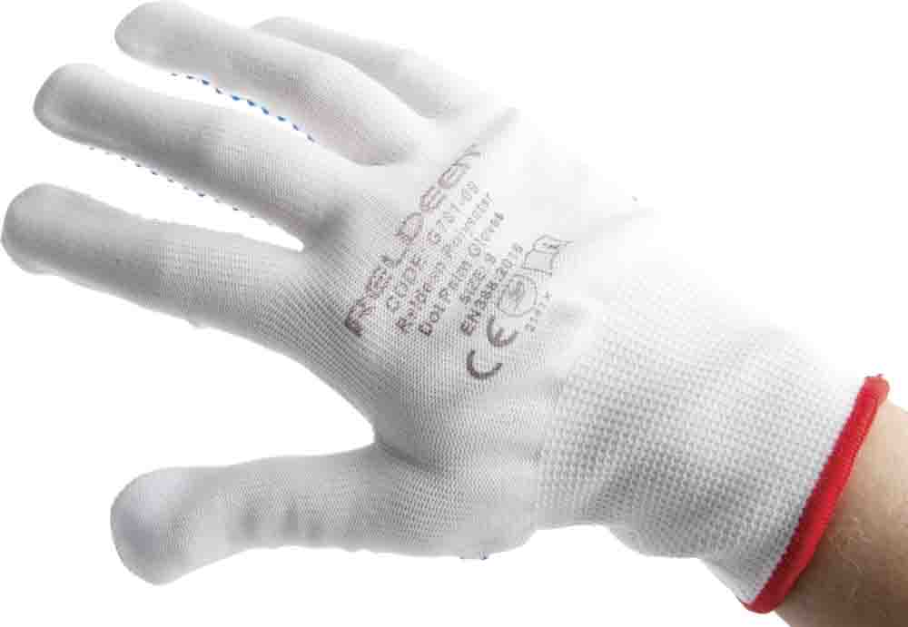 g781-10 Reldeen G781 White Polyester, Polyvinyl Chloride Glove