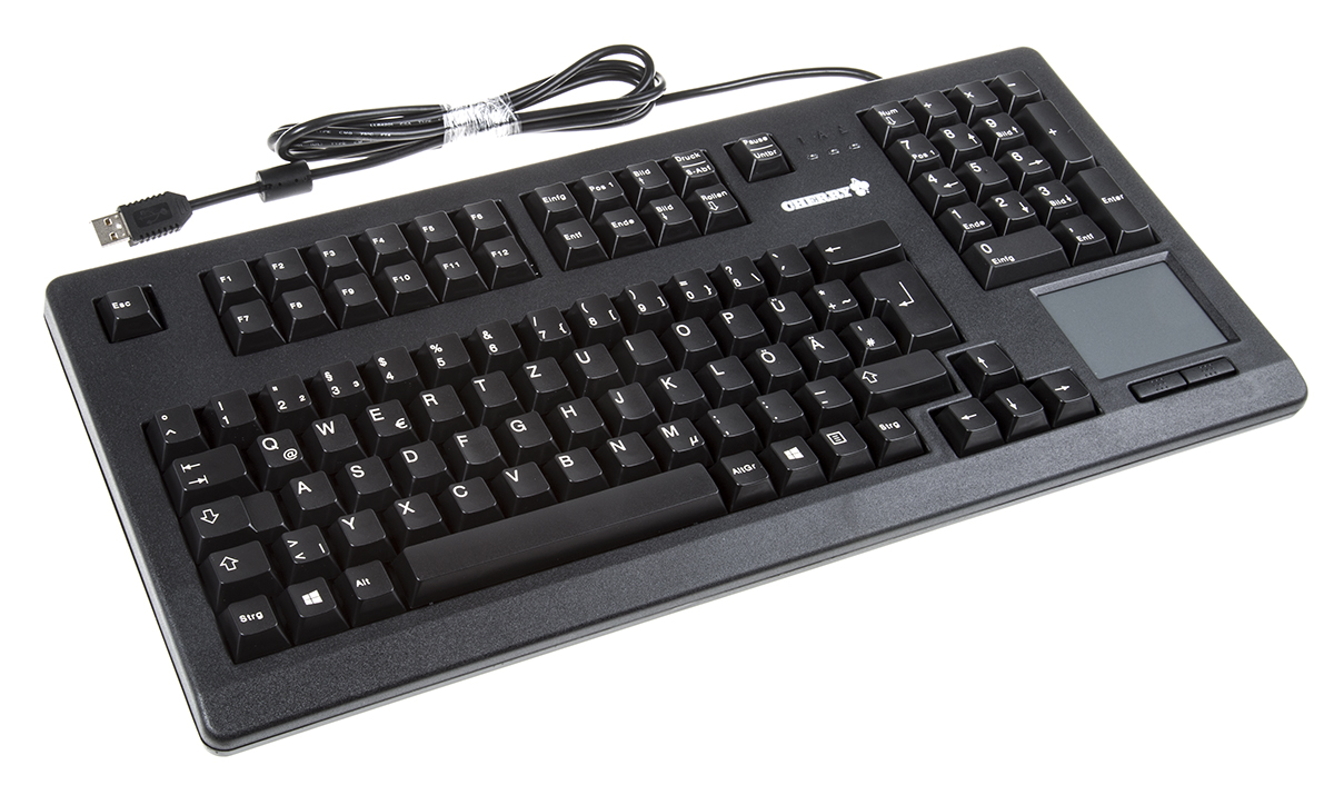 Cherry Wired USB Compact Touchpad Keyboard, QWERTY, Black
