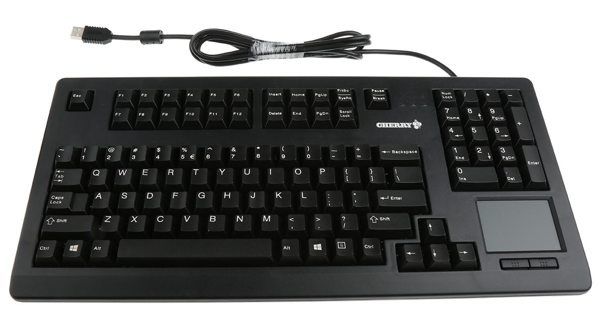 Cherry Wired USB Touchpad Keyboard, QWERTY (US), Black