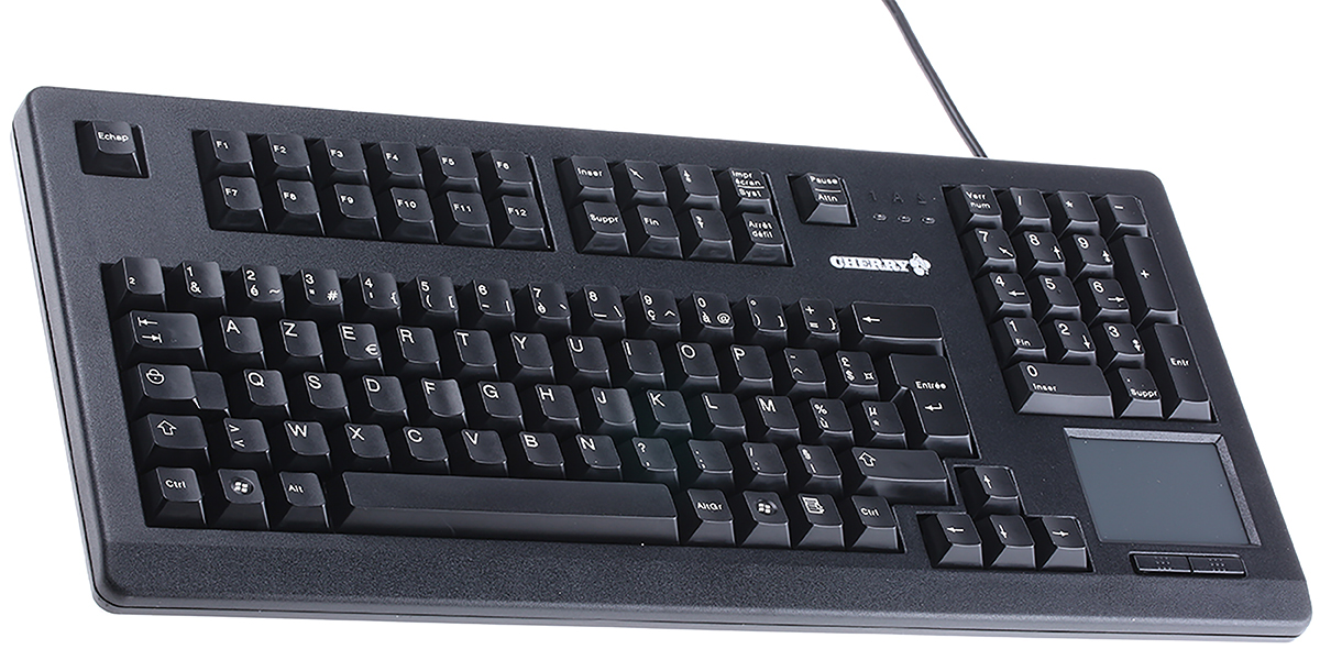 Cherry Wired USB Touchpad Keyboard, AZERTY, Black